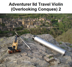Travel violin on rocks 2